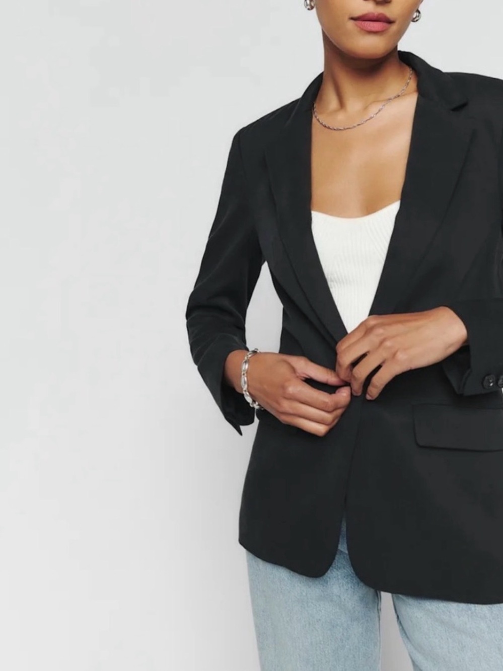 Reformation Black Two-Button Tailored Blazer
